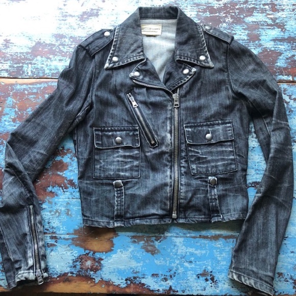DENIM & SUPPLY Vintage Biker Style Denim Jacket Size XS - Picture 4 of 13